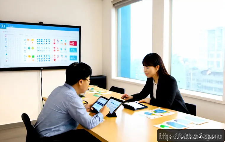 Home 15 실제 사례로 본 멀티모달 학습 성공 전략 - Photorealistic modern corporate training room showing a successful multimodal learning workshop: a d...